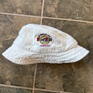 Vintage 90's Hard Rock Cafe Jamaica No Problem Mon White Bucket Hat Cap Retro